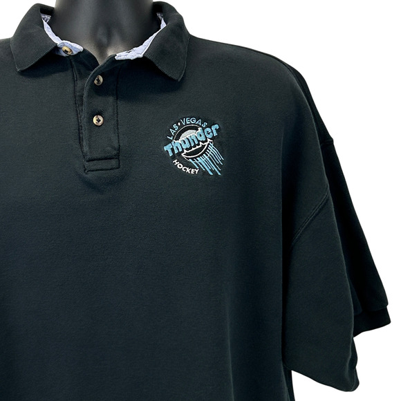 Vintage 90s Las Vegas Thunder Polo Shirt Ice Hockey Short Sleeve Black XXL 2XL - Picture 1 of 5